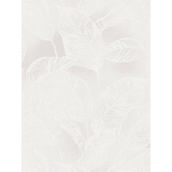 Tapet ecologic cu motiv vegetal alb-gri