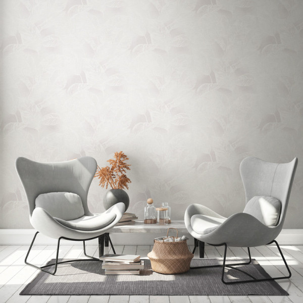 tapet-ecologic-cu-motiv-vegetal-alb-gri - decor