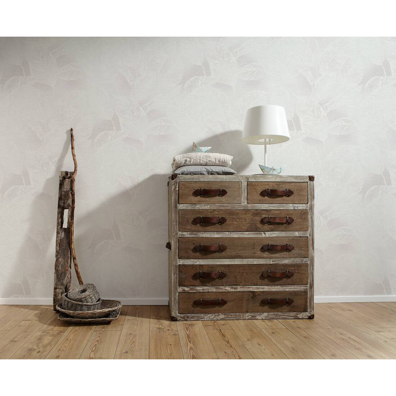 tapet-ecologic-cu-motiv-vegetal-alb-gri - decor