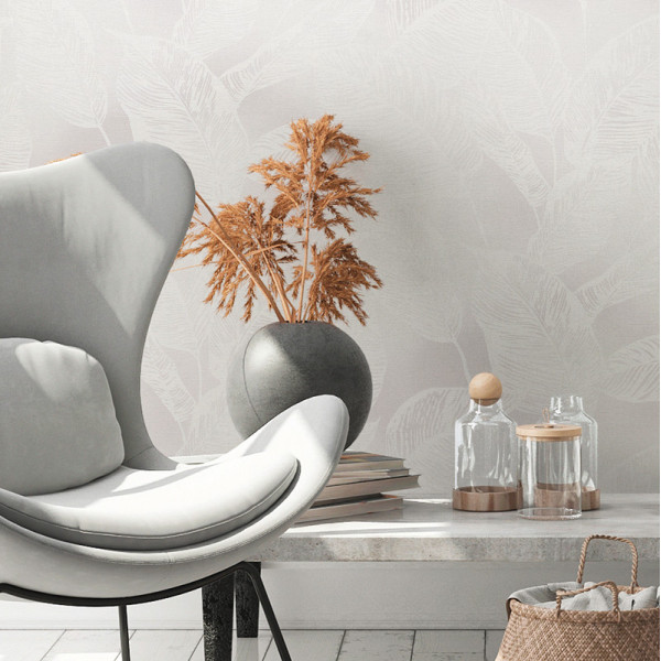 tapet-ecologic-cu-motiv-vegetal-alb-gri - decor