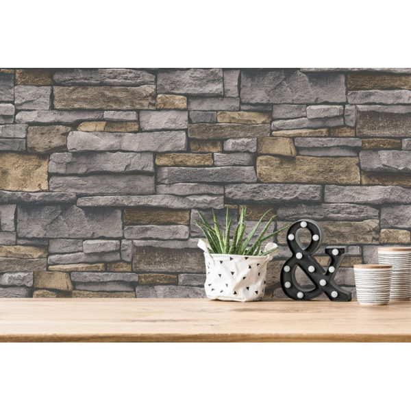 Tapet living Granit gri-crem