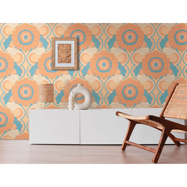 Tapet retro cu flori mari 5302