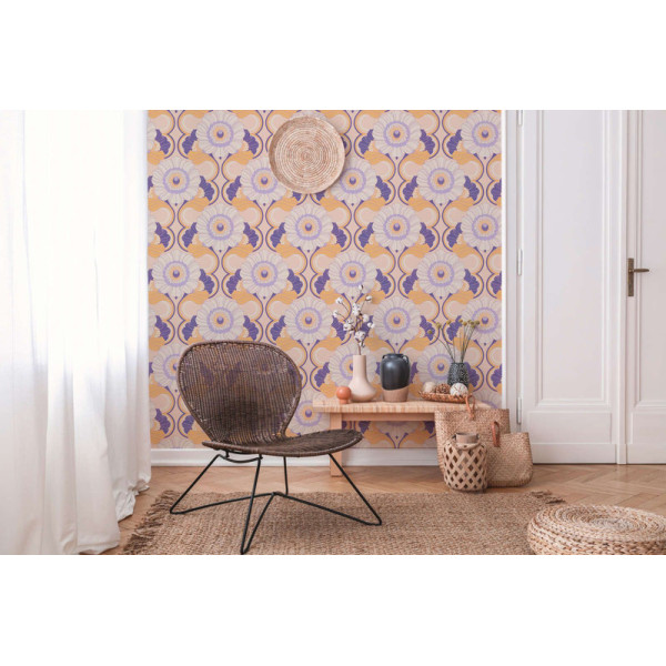 Tapet retro cu flori mari 5303
