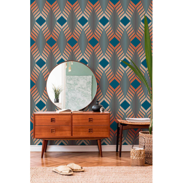 Tapet Retro Chic albastru