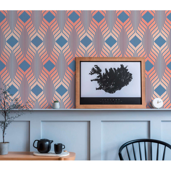 Tapet Retro Chic albastru