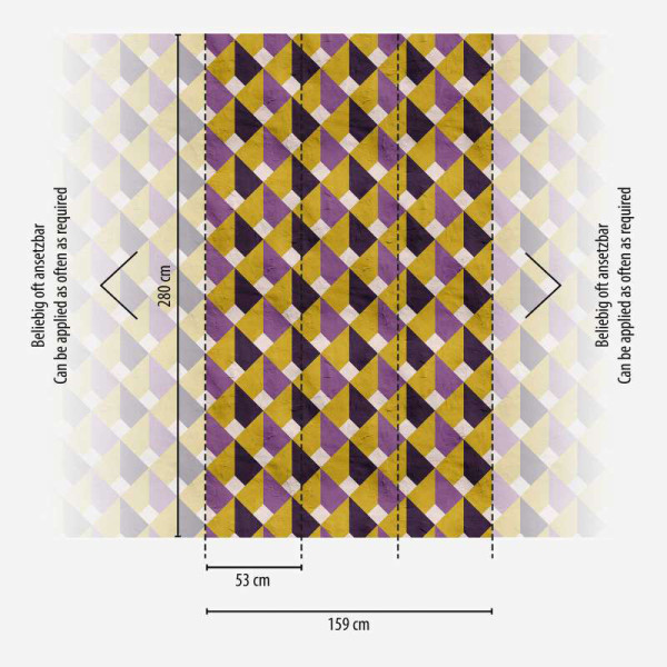 Fototapet retro geometric galben-mov