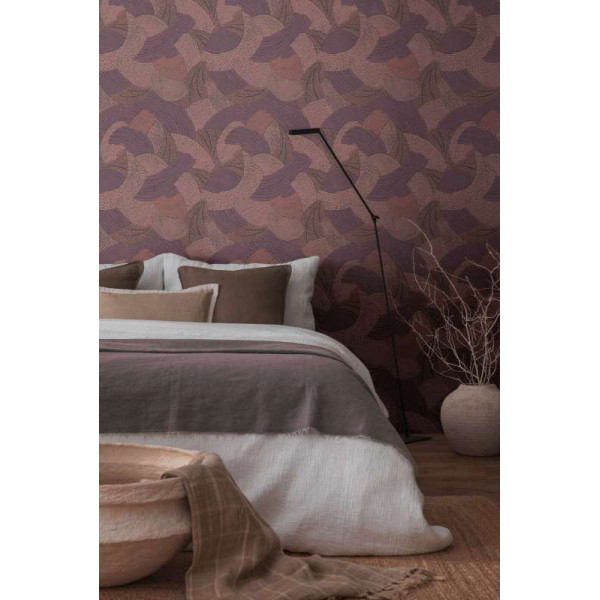 Tapet abstract cu model ondulat violet-grena