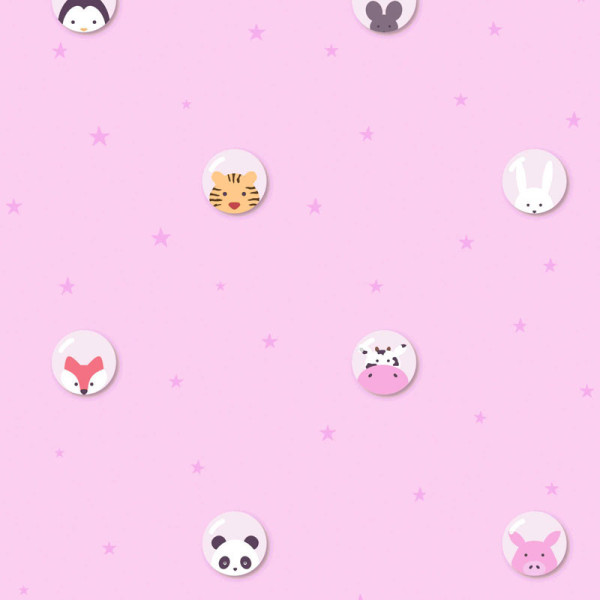 Tapet roz cu stelute si animale