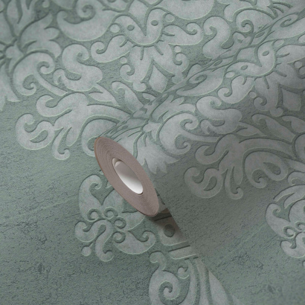 Tapet elegant stil Baroc gri-verzui