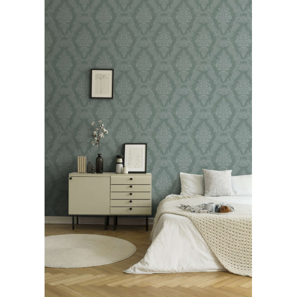 Tapet elegant stil Baroc gri-verzui