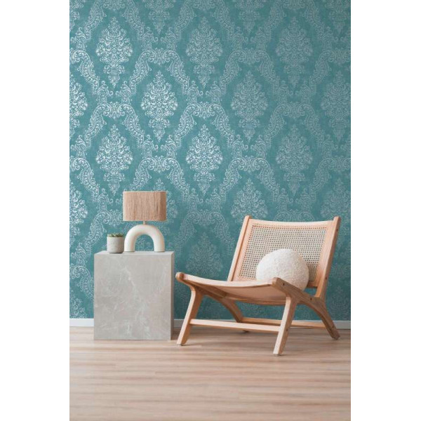 Tapet elegant stil Baroc turcoaz