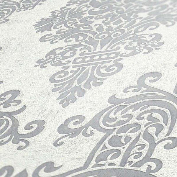 Tapet elegant stil Baroc alb-gri