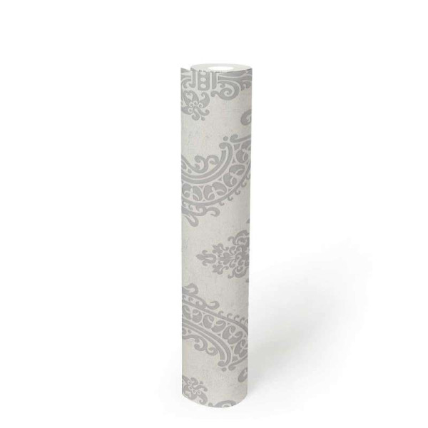 Tapet elegant stil Baroc alb-gri