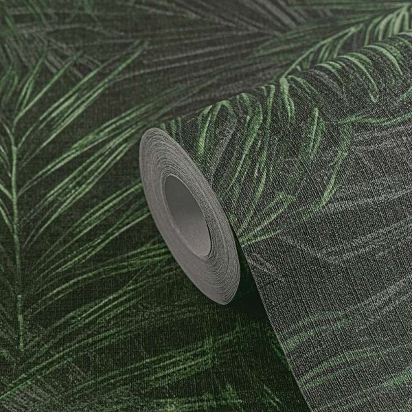 Tapet texturat Trestii negru-verde