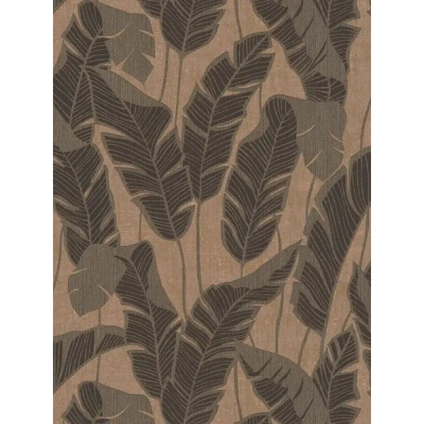 Tapet frunze palmier Jade maro-negru