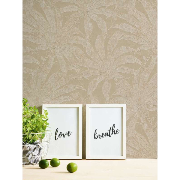 Tapet cu frunze Dracena bej-crem