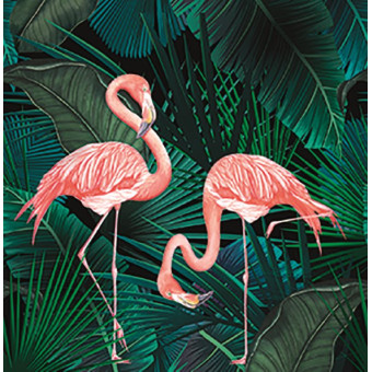 Fototapet verde cu flamingo...