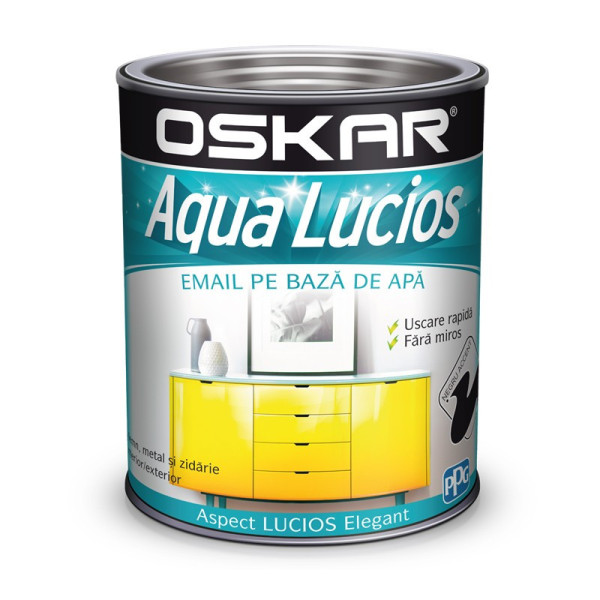 Vopsea Oskar Aqua Lucios Negru accent 600ml