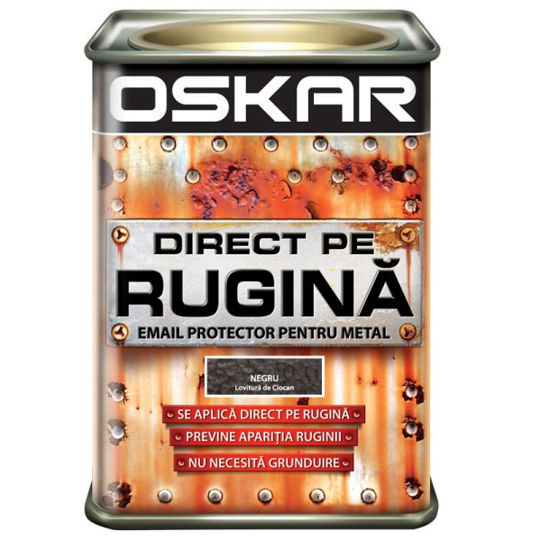 Vopsea Oskar Direct pe Rugina Negru Lovitura de Ciocan 0.5L