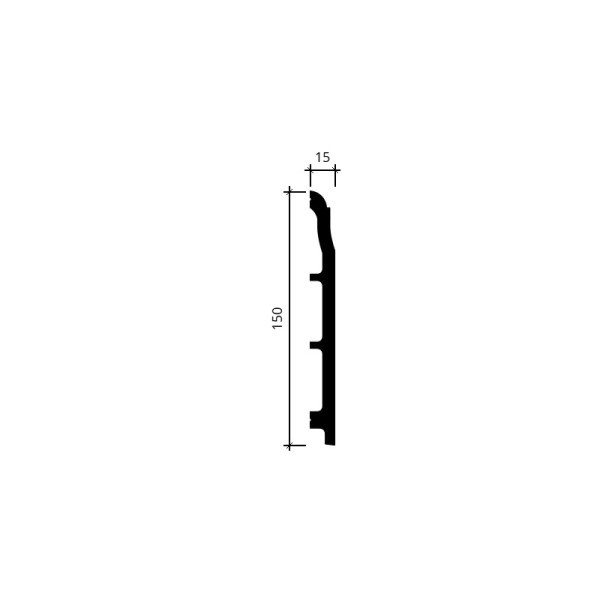 Plinta polimer dur Gaudi 150x15 mm alba