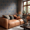 Tapet baroc texturat albastru