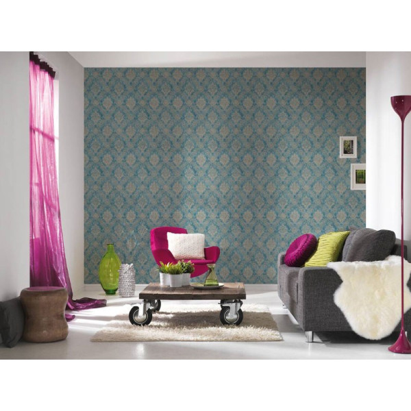 tapet-baroc-albastru-cu-aspect-uzat-ambient