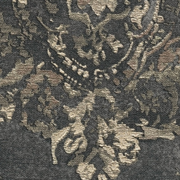 tapet-baroc-imitatie-textil-negru-detaliu