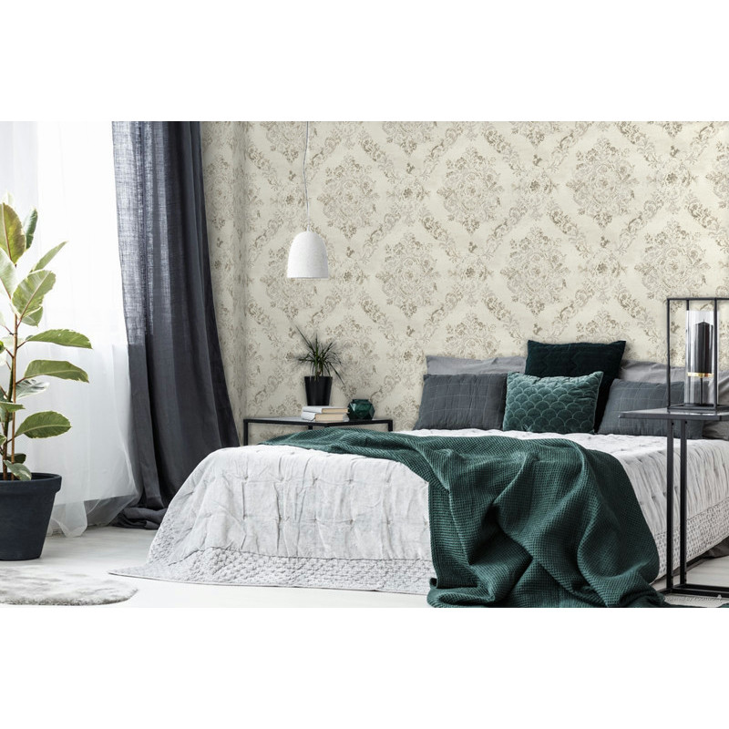 tapet-baroc-imitatie-textil-crem-ambient