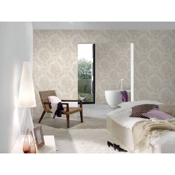 tapet-baroc-imitatie-textil-bej-ambient