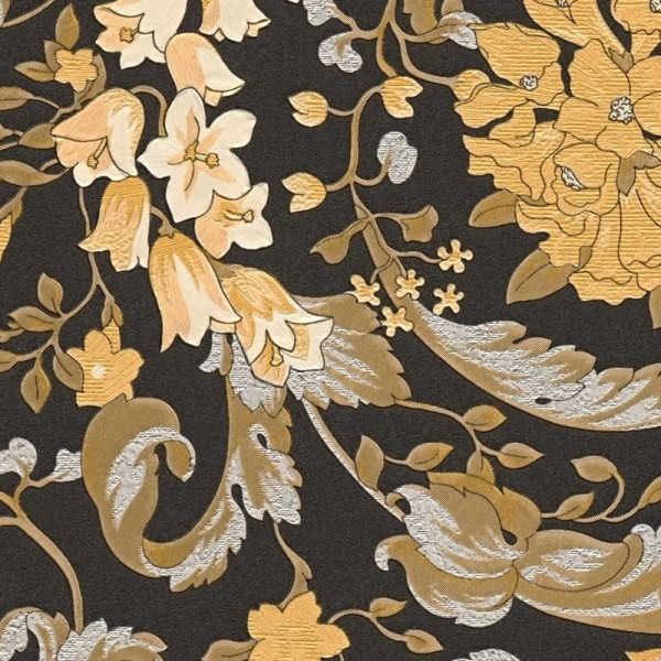 tapet-lux-versace-baroc-negru-auriu-detaliu