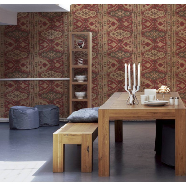tapet-rustic-etno-rosu-bej-ambient