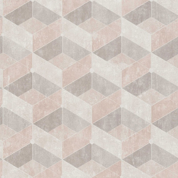 Tapet geometric Retro crem