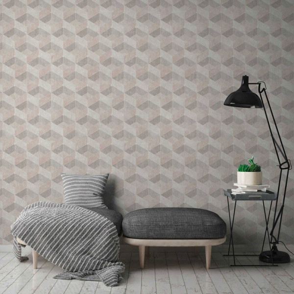 tapet-geometric-retro-crem-ambient