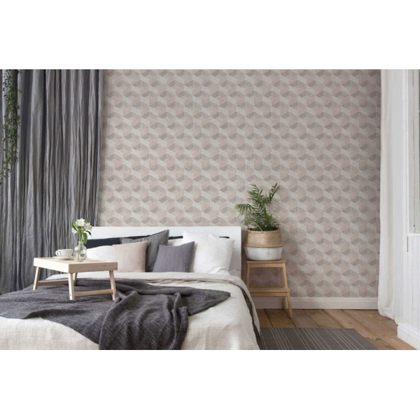 tapet-geometric-retro-crem-ambient
