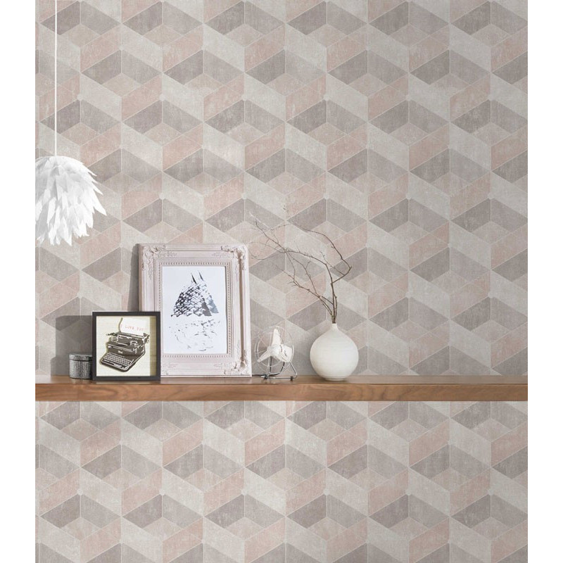 tapet-geometric-retro-crem-ambient