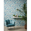 tapet-design-valuri-albastru-auriu-ambient