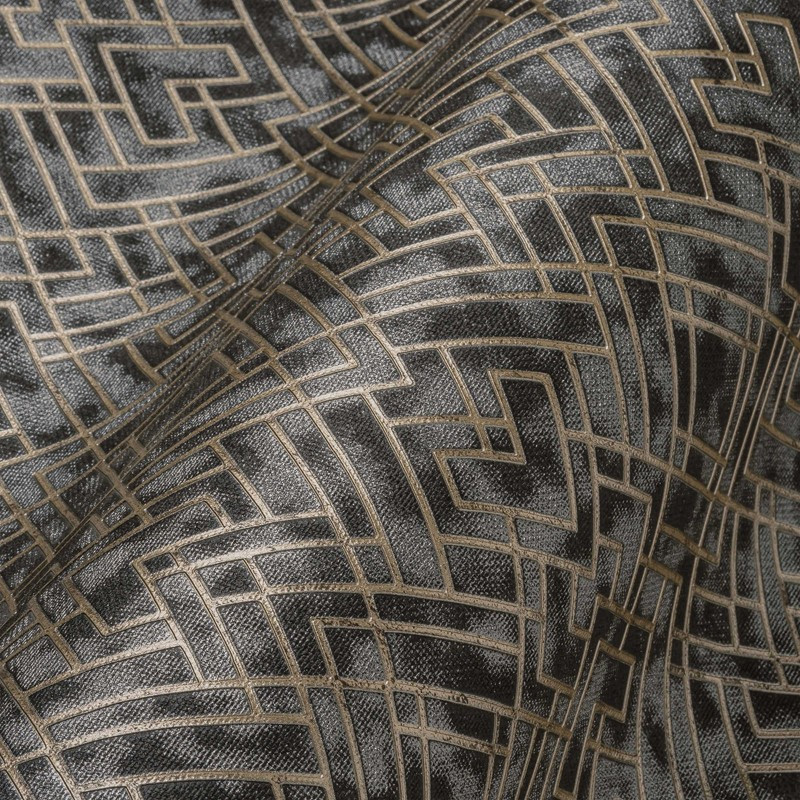 tapet-art-deco-negru-auriu-detaliu