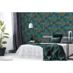 tapet-cu-frunze-pop-art-albastru-ambient