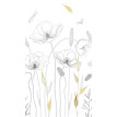 Fototapet floral Maci alb-negru