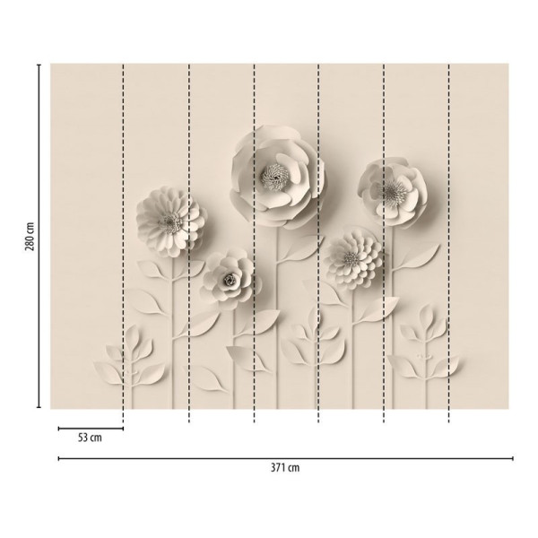 fototapet-3d-floral-bej-dimensiuni