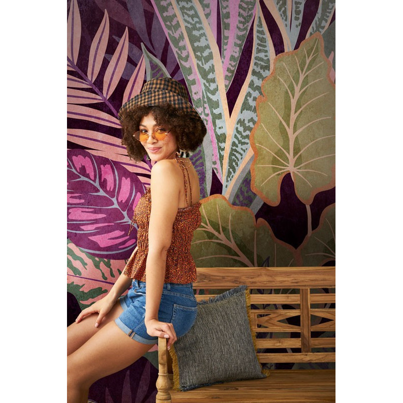 fototapet-eclectic-cu-model-vegetal-ambient