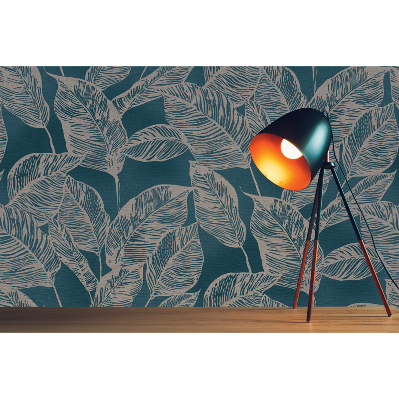 tapet-ecologic-cu-motiv-vegetal-albastru-ambient